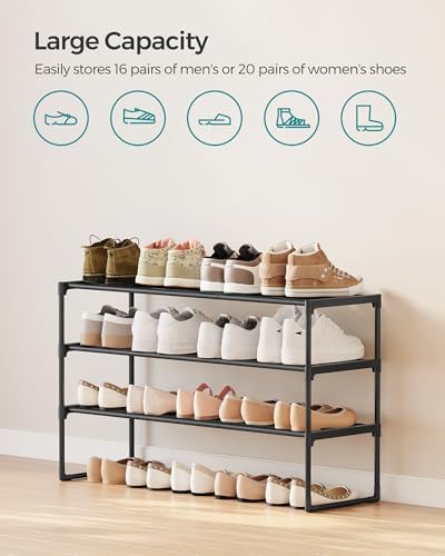 Shoe Rack, 3-Tier Shoe Organizer, Metal Storage Shelf