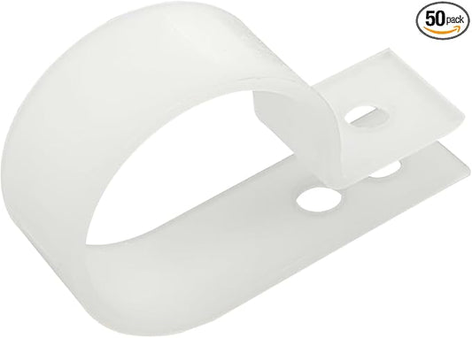 50 Pcs 1 Inch R-Type Nylon Cable Clamp，White 1" Plastic Wire Clips Fasteners