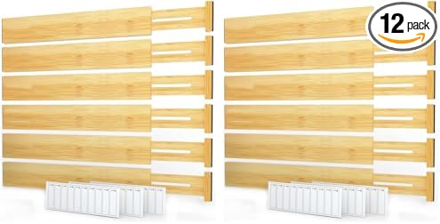 Bamboo Drawer Dividers with Labels, Pack of 2