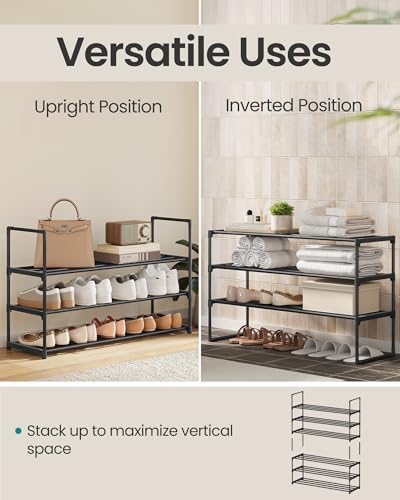 Shoe Rack, 3-Tier Shoe Organizer, Metal Storage Shelf