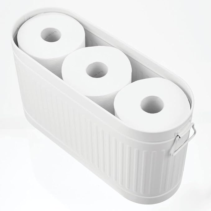 Large Steel Free Standing Toilet Paper Organizer, White