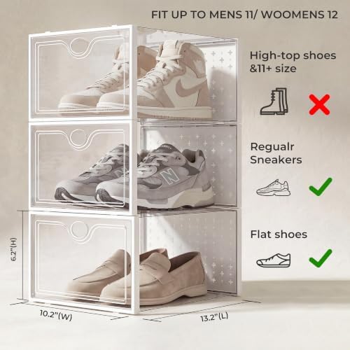 15 Pack X-Large Shoe Storage Boxes, Shoe Organizer Clear Stackable