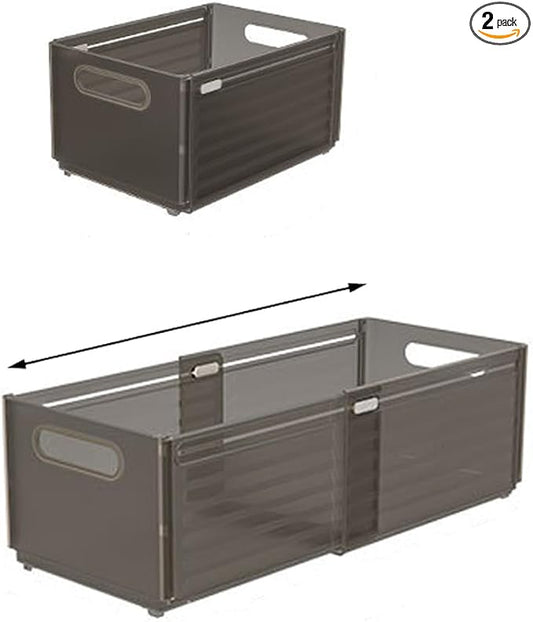 Foldable Storage Bins, 2 Pack Plastic Expandable Boxes for Organizing