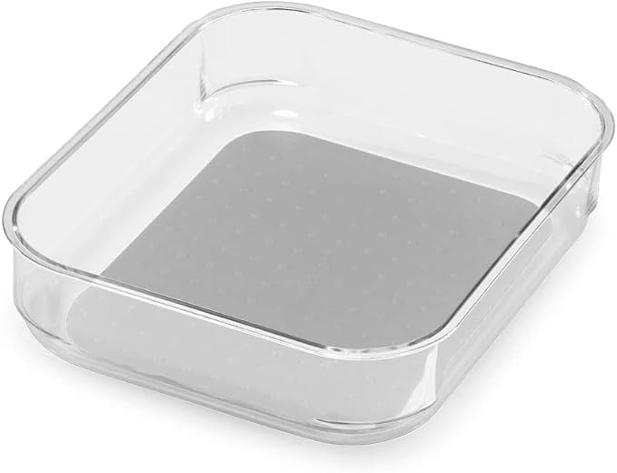 Madesmart Medium Clear Storage Bin Organizer, Premium Soft-Grip Lining