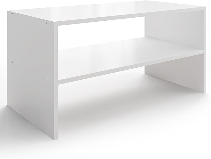2-Tier Stackable White Shoe Rack, Modern White
