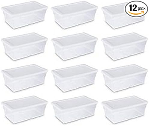 STERILITE Storage Box 13.5" X 8.3" X 4.8", 6 Qt. Clear - Pack of 12