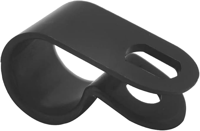 Cable Clamp R-Type Cable Clip Wire Clamp 3/8" Nylon Screw Mounting Cord Fastener Clips with Screws for Wire Management - Black - 50 Pcs