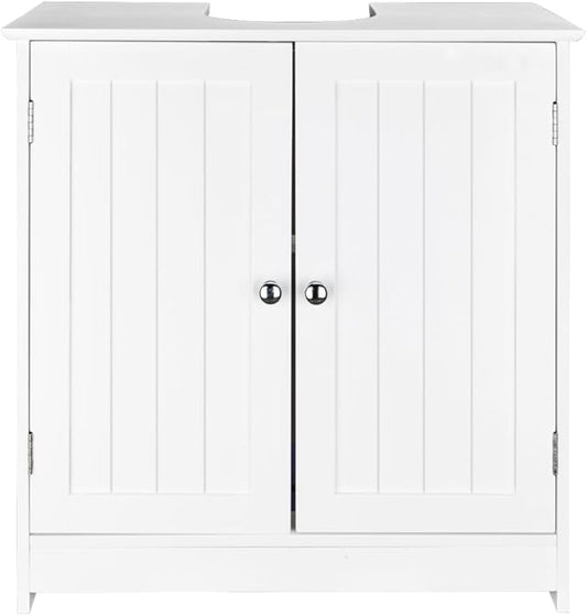 Pedestal Under Sink Storage Bathroom Vanity with 2 Doors Traditional Bathroom Cabinet Space Saver Organizer,White