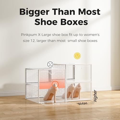 15 Pack X-Large Shoe Storage Boxes, Shoe Organizer Clear Stackable