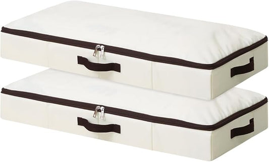 2-Pack 4” Height Under-Bed Storage Baskets, Foldable Fabric Drawers for Clothes
