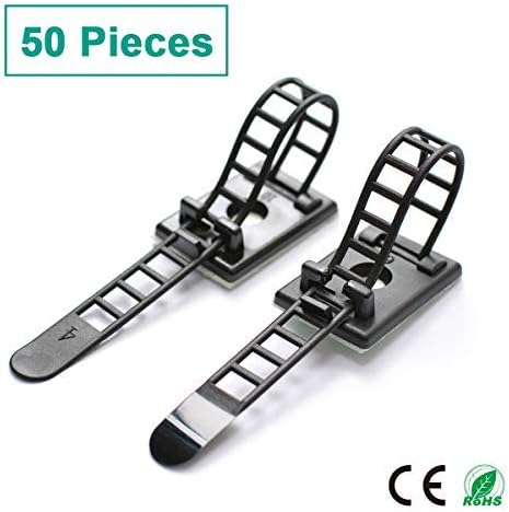 50 Pieces Cable Management Desk Wire Organizer Cable Ties Zip Ties Adhesive Cord
