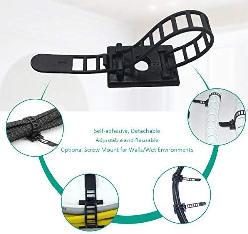 50 Pieces Cable Management Desk Wire Organizer Cable Ties Zip Ties Adhesive Cord
