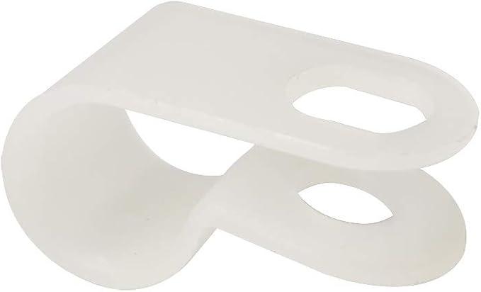 Cable Clamp R-Type Cable Clip Wire Clamp 5/16" Nylon Screw Mounting Cord Fastener Clips with Screws for Wire Management - White - 50 Pcs