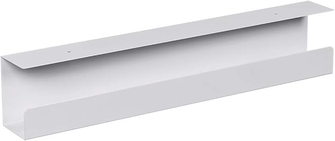 Monoprice Under Desk Cable Tray - Steel with Power Supply and Wire Management - Workstream Collection White