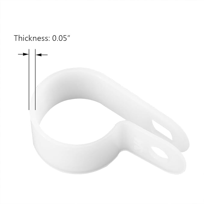 Cable Clamp R-Type Cable Clip Wire Clamp 3/4" Nylon Screw Mounting Cord Fastener Clips with Screws for Wire Management - White - 50 Pcs