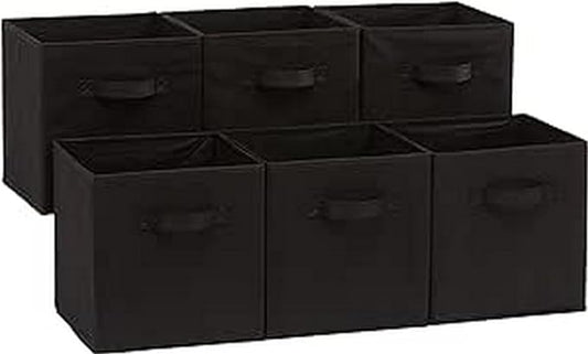 Amazon Basics Collapsible Fabric Storage Bins Organizer with Handles, 6-Pack