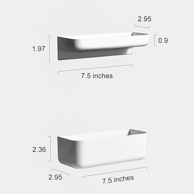 Adhesive Plastic Floating Shelf Stick on Wall Mounted Shower Caddy Shower Organizer for Bathroom Kitchen Bedside Extra Storage Needed (2pcs Tall)