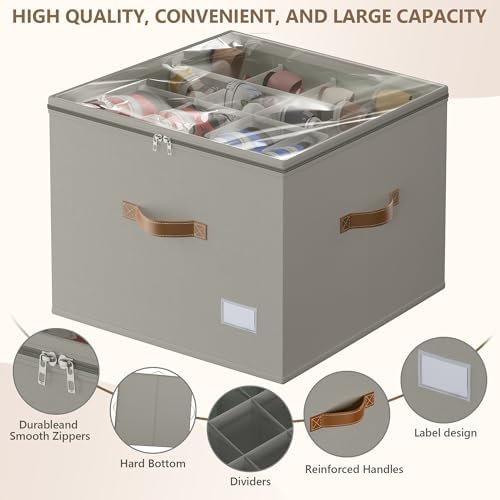 Shoe Organizer for Closet, 2 Pack Foldable Shoe Storage Bins with Clear Cover & Handles, 16-Compartment Shoe Box for Sneakers, Heels, Boots, Space-Saving Shoe Rack for Entryway, Dorm, RV