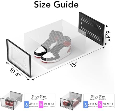 X-Large 15 Pack Shoe Storage Organizer Box Clear Plastic Stackable