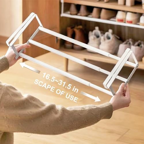 Expandable Shoe Rack Organizer - Adjustable Shoe Rack & Under Cabinet Shelf - for Shoe or Clothing Storage and Organization, Under Shelf Storage (Black,2 Pcs)