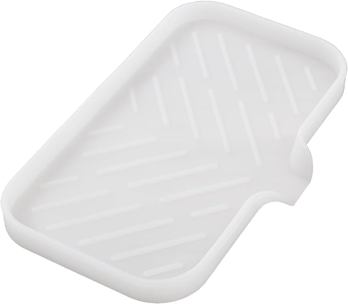 MicoYang Silicone Bathroom Soap Dishes with Drain Spout-Bathroom and Kitchen Sink Organizer,Sponge Holder,Dish Soap Tray,Perfect for Dispenser,Scrubber,Bottle,Cup on Counter Translucent 9.6"×5.3"