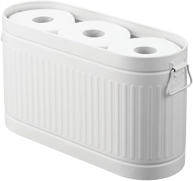 Large Steel Free Standing Toilet Paper Organizer, White