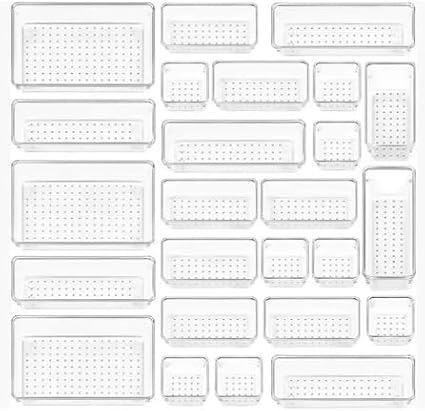 Plastic Drawer Dividers Set, Customizable Storage Bins (25 Pieces)
