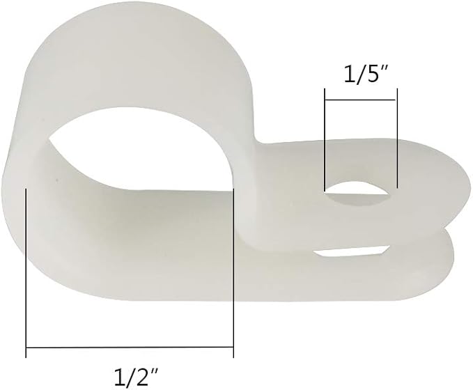 Cable Clamp R-Type Cable Clip Wire Clamp 1/2“ Nylon Screw Mounting Cord Fastener