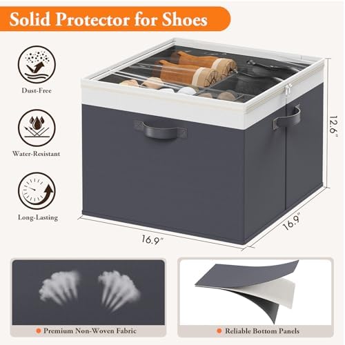 Shoe Organizer for Closet - 2 Packs Hold up to 32 Pairs, Gray