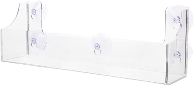 1 PCS Shower Shelf Suction Cup, Clear Acrylic Floating Bathroom Organizer, No Drill Wall Mounted Storage Caddy, Transparent Basket Rack for Inside Shower, Window, Kitchen, Refrigerator