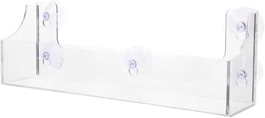 1 PCS Shower Shelf Suction Cup, Clear Acrylic Floating Bathroom Organizer, No Drill Wall Mounted Storage Caddy, Transparent Basket Rack for Inside Shower, Window, Kitchen, Refrigerator