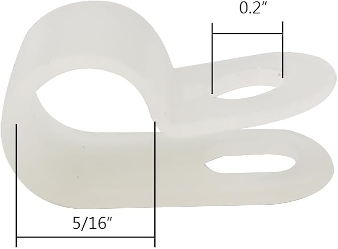Cable Clamp R-Type Cable Clip Wire Clamp 5/16" Nylon Screw Mounting Cord Fastener Clips with Screws for Wire Management - White - 50 Pcs