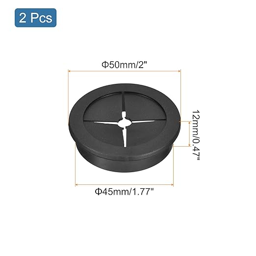 uxcell 2 Pcs Cable Cord Grommet, 1-3/4 Inch (45mm) Desk Grommet Flexible Rubber Grommets Wire Hole Cover Pass Through for Office Computer Desk Wire Organizer, Black