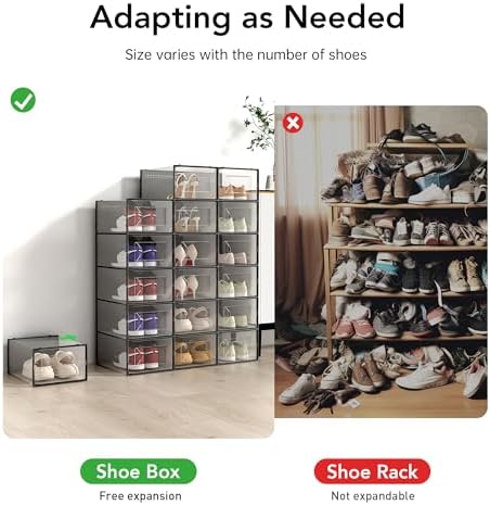 X-Large 15 Pack Shoe Storage Organizer Box Clear Plastic Stackable