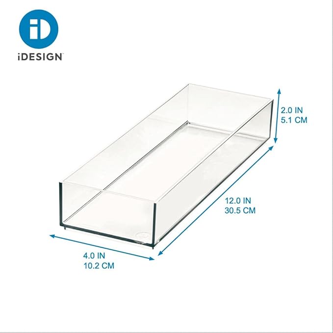 Plastic Makeup Drawer Organizer Tray, Clear/Matte White