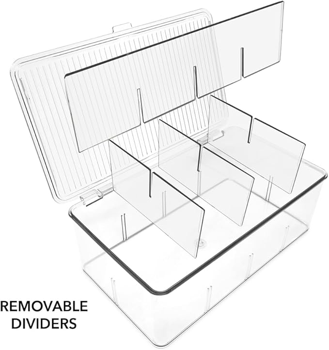 Isaac Jacobs Divided Clear Plastic Organizer (10.88" x 6.63" x 3.75") w/Hinged