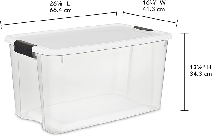 20-Pack Ultra Latching Box, Storage Bins with Lids, Clear Plastic, 70 Quart