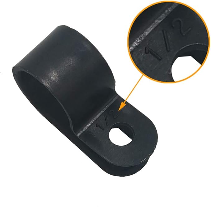 Cable Clamp R-Type Cable Clip Wire Clamp 1/2" Nylon Screw Mounting Cord Fastener