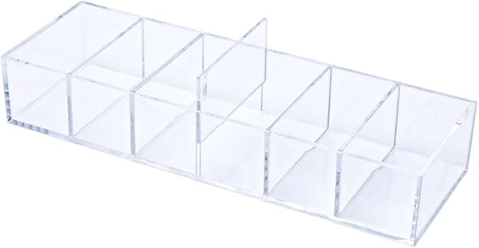 Clear Drawer Organizer 6-Section Desk Compartment Acrylic Tray Holder