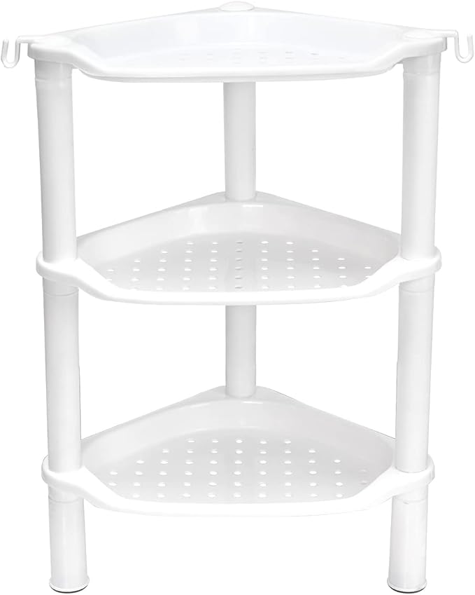 3 Tier Shower Caddy Organizer Shelf Corner, Round Slot White 3 Tier