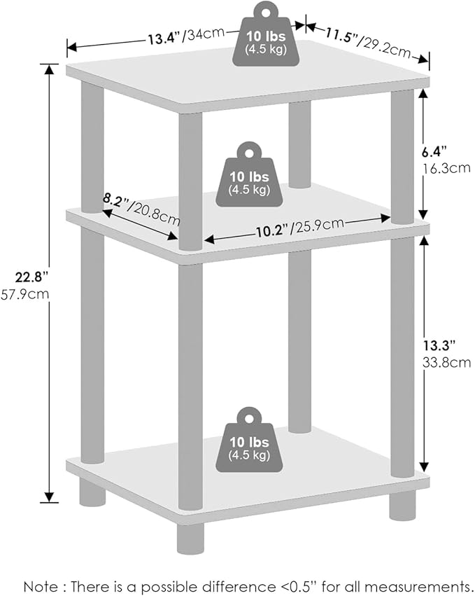 Furinno Turn-N-Tube Storage Shelves, Stackable Standing Shelf, Open Corner Shelf