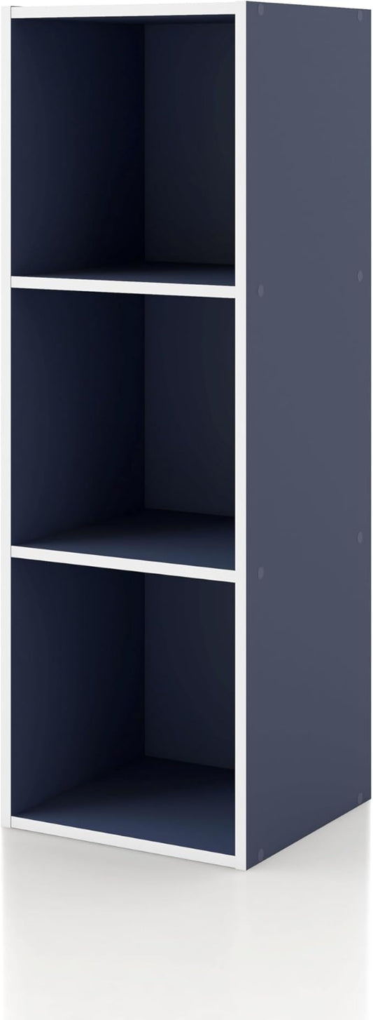 Homes, Inside + Out Apexa 3-Cube Storage Organizer Shelves, Steel Blue