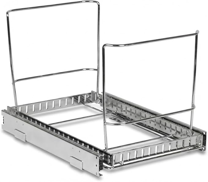 HOLDN’ STORAGE Pull-Out Cabinet Trash Can Organizer, Fits 9 Gal/35 Qt Bins, Heavy-Duty Chrome Frame, Soft-Close Slide, Adaptable Mounting Options, Fits 12”+ Cabinet Opening, Bin Not Included