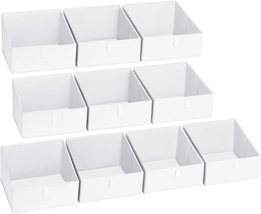 Closet Storage Bins 10 Pack, Fabric Storage Baskets for Shelves, White