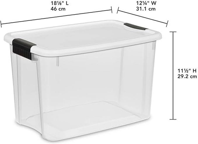 6-Pack 30 Quart Ultra Latch Box, Clear Storage Organizer Bins with Latching Lids