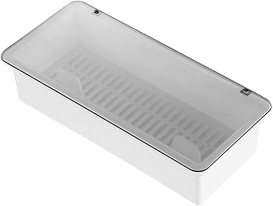 White Flatware Tray Kitchen Drawer Organizer With Lid And Drainer