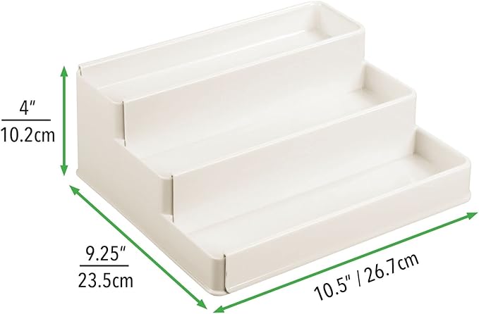 Plastic Expandable 3-Tier Shelf Rack Organizer, Cream/Beige