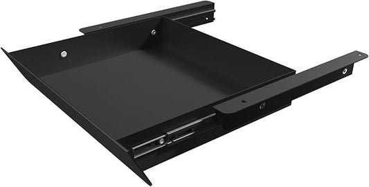 Under Desk Mounted Sliding Drawer with 60 Degree Tilt Panel to Pull Out