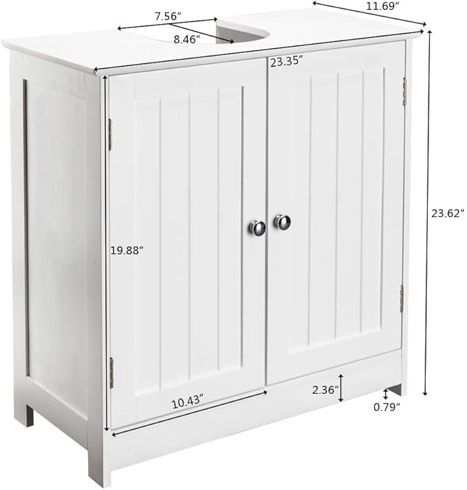 Pedestal Under Sink Storage Bathroom Vanity with 2 Doors Traditional Bathroom