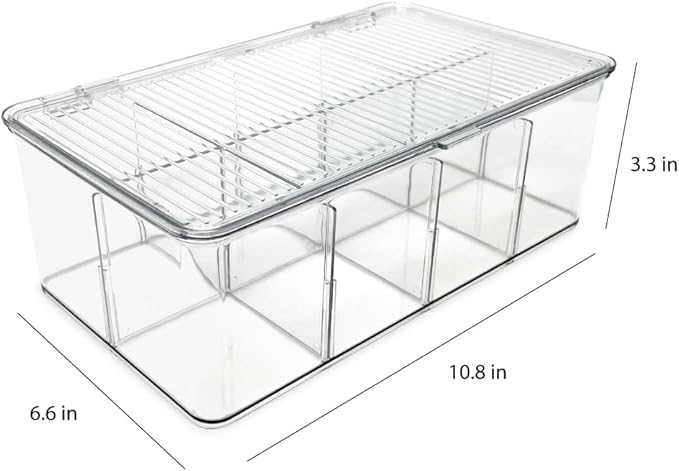 Isaac Jacobs Divided Clear Plastic Organizer (10.88" x 6.63" x 3.75") w/Hinged